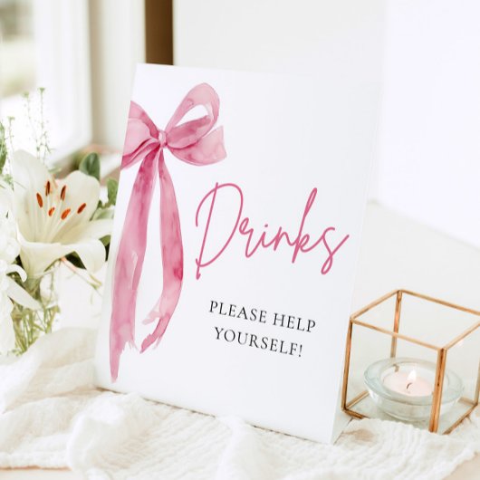 Waterverf Elegant Blush Roze Bow Drinken Teken Poster
