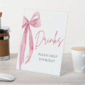 Waterverf Elegant Blush Roze Bow Drinken Teken Reclamebord Met Voetstuk (Insitu)