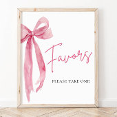 Waterverf Elegant Blush Roze Bow Favors Sign Poster