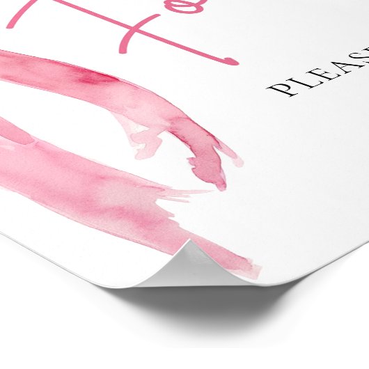 Waterverf Elegant Blush Roze Bow Voedsel Teken Poster (Hoek)