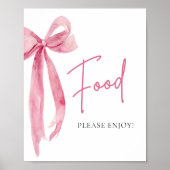 Waterverf Elegant Blush Roze Bow Voedsel Teken Poster (Voorkant)