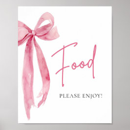 Waterverf Elegant Blush Roze Bow Voedsel Teken Poster