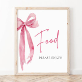 Waterverf Elegant Blush Roze Bow Voedsel Teken Poster