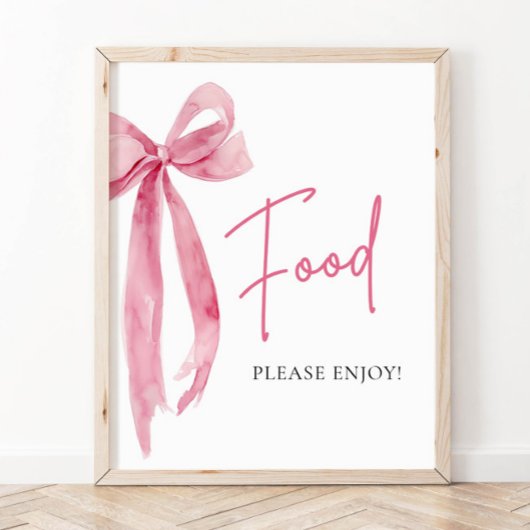 Waterverf Elegant Blush Roze Bow Voedsel Teken Poster