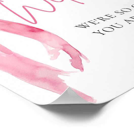 Waterverf Elegant Blush Roze Bow Welkomstbord Poster (Hoek)