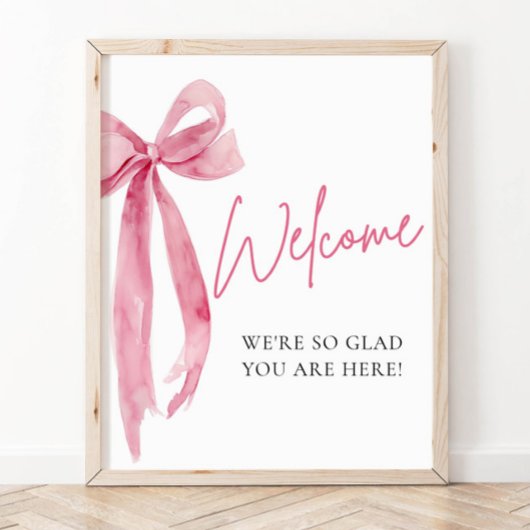 Waterverf Elegant Blush Roze Bow Welkomstbord Poster