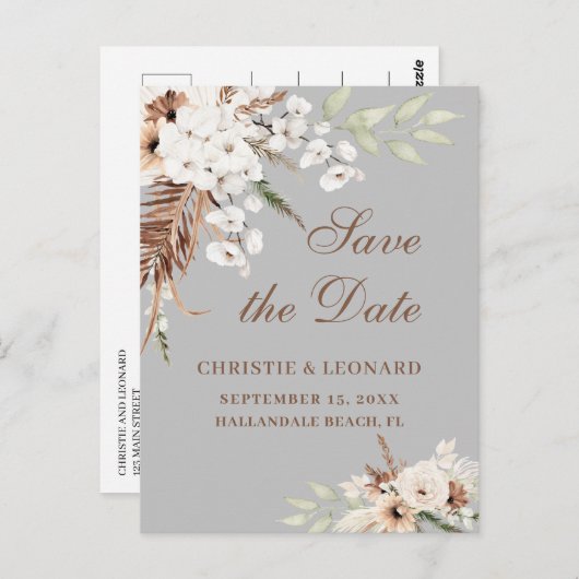 Waterverf Elegant Boho Wedding Save the Date Briefkaart (Voorkant / Achterkant)