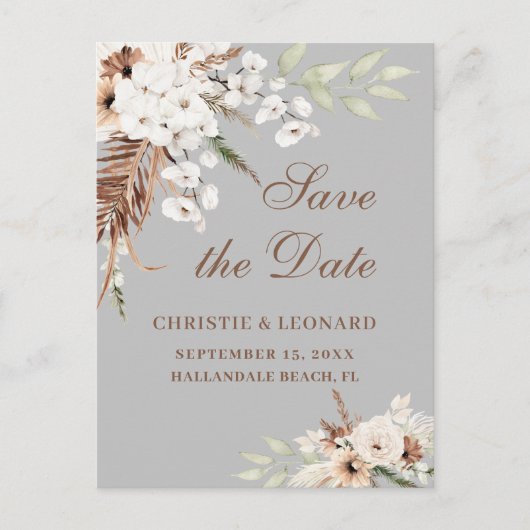 Waterverf Elegant Boho Wedding Save the Date Briefkaart (Voorkant)