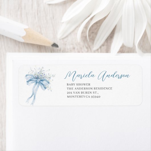 Waterverf Elegant Bow Lint baby shower Etiket (Insitu)