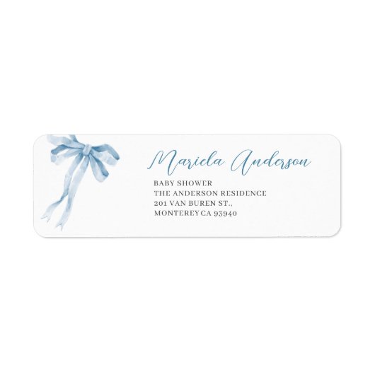 Waterverf Elegant Bow Lint baby shower Etiket (Voorkant)
