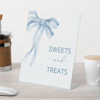 Waterverf Elegant Bow Ribbon baby shower snoep a Reclamebord Met Voetstuk