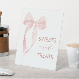 Waterverf Elegant Bow Ribbon baby shower snoep a Reclamebord Met Voetstuk
