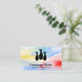 Waterverf Elegant Cleaning Service Visitekaartje (Staand voorkant)