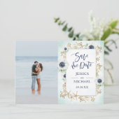 Waterverf Elegant Cute Anemone Flower Photo Save The Date (Staand voorkant)