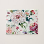 Waterverf elegant delicaat aziatisch floreel patro legpuzzel<br><div class="desc">Waterverf elegant verfijnde aziatische florale patroonpuzzel.</div>