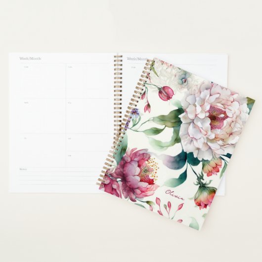 Waterverf elegant delicaat aziatisch floreel patro planner (Display)