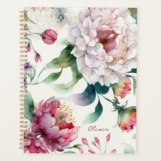 Waterverf elegant delicaat aziatisch floreel patro planner (Voorkant)