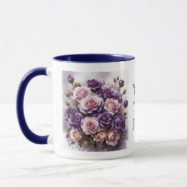 Waterverf Elegant Donker Violet Rozen Bloem Mok