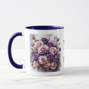 Waterverf Elegant Donker Violet Rozen Bloem Mok