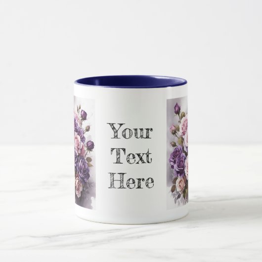 Waterverf Elegant Donker Violet Rozen Bloem Mok (Midden)