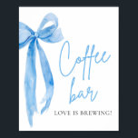Waterverf Elegant Dusty Blue Bow Coffee Bar Sign Poster<br><div class="desc">Voeg een vleugje elegantie toe aan uw evenement met onze "Waterverf Elegant Dusty Blue Bow Coffee Bar Sign." Dit charmante bord is voorzien van een zacht waterverf ontwerp met een verfijnde stoffige blauwe boog, ideaal voor het verbeteren van uw koffiestation. Het combineert prachtig moderne stijl met een verfijnde look, waardoor...</div>