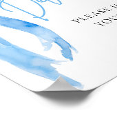 Waterverf Elegant Dusty Blue Bow Drinken Sign Poster (Hoek)