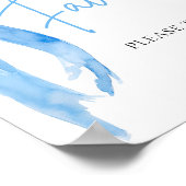 Waterverf Elegant Dusty Blue Bow Favors Sign Poster (Hoek)