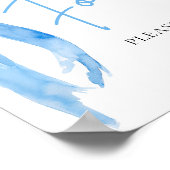 Waterverf Elegant Dusty Blue Bow Food Sign Poster (Hoek)