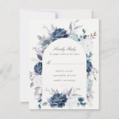 Waterverf Elegant Dusty Blue Floral rsvp (Voorkant)