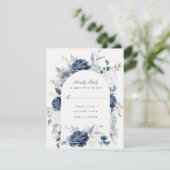 Waterverf Elegant Dusty Blue Floral rsvp (Staand voorkant)