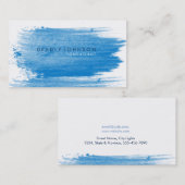 Waterverf Elegant Eenvoudig Splatter Blauw Visitekaartje (Voorkant / Achterkant)