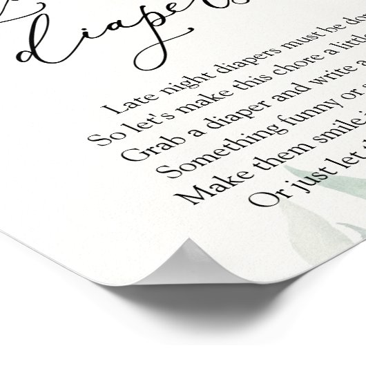 Waterverf Elegant Eucalyptus Late Night Diapers Poster (Hoek)