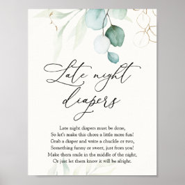 Waterverf Elegant Eucalyptus Late Night Diapers Poster