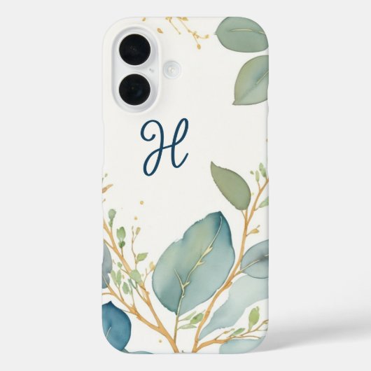 Waterverf Elegant Eucalyptus tak monogram Case-Mate iPhone Case (Achterkant)