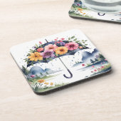 Waterverf Elegant Floral Bier Onderzetter (Linkerzijde)