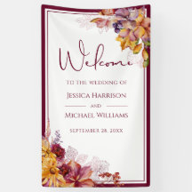 Waterverf Elegant Floral Herfst Burgundy Wedding