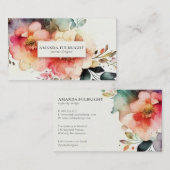 Waterverf Elegant Floral Modern Interior Designer Visitekaartje (Voorkant / Achterkant)