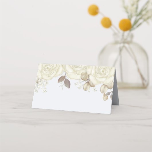 Waterverf Elegant Floral Roos Gold Greenery Plaatskaartje (Voorkant)