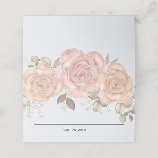 Waterverf Elegant Floral Roos Gold Greenery Plaatskaartje (Buitenkant ongevouwen)