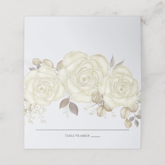 Waterverf Elegant Floral Roos Gold Greenery Place Plaatskaartje (Buitenkant ongevouwen)