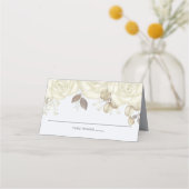 Waterverf Elegant Floral Roos Gold Greenery Place Plaatskaartje (Voorkant)