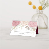 Waterverf Elegant Floral Roos Gold Greenery Place Plaatskaartje (Voorkant)