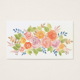 Waterverf Elegant Floral Roos Pattern Sjabloon Visitekaartje