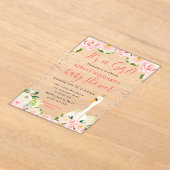 Waterverf Elegant Floral Swan Baby shower Acryl Uitnodigingen (Laagn)