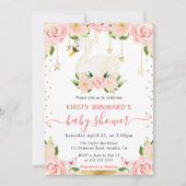 Waterverf Elegant Floral Swan Baby shower Kaart (Voorkant)