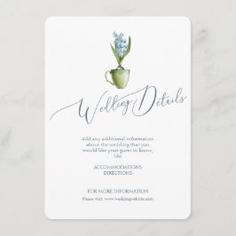 Waterverf Elegant Floral Wedding Details Informatiekaartje
