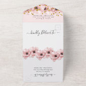 Waterverf Elegant Flowers Gold Wedding All In One Uitnodiging (Buitenkant)