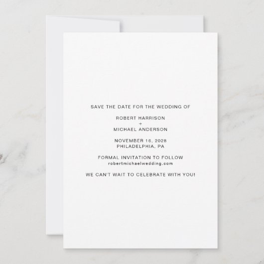 Waterverf Elegant Gay Wedding Tuxedo Save The Date (Achterkant)