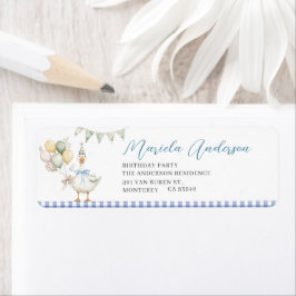 Waterverf Elegant gekke ganzenverjaardagsfeestje Etiket