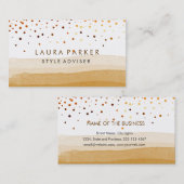 Waterverf Elegant Glitter Brown Dune Confetti Visitekaartje (Voorkant / Achterkant)